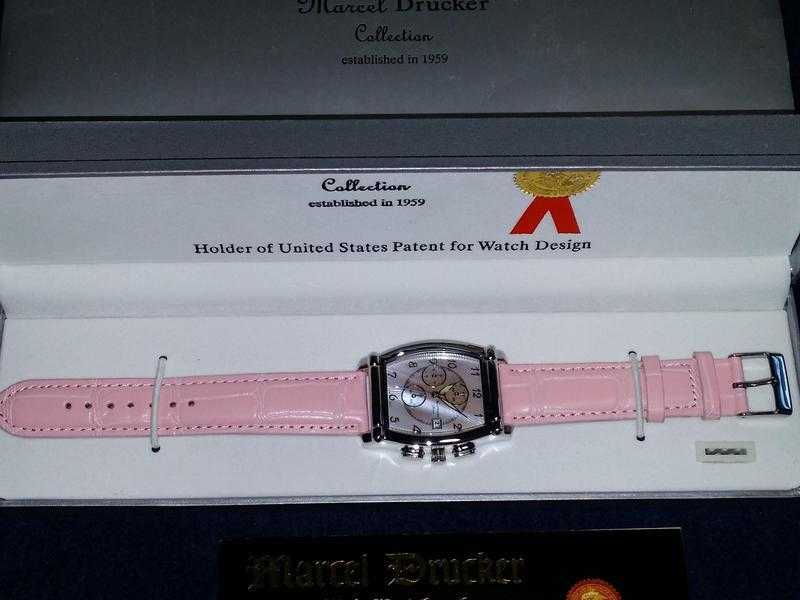 Marcel Drucker Collection - Ladies Pink Strap Faux Chronograph Watch