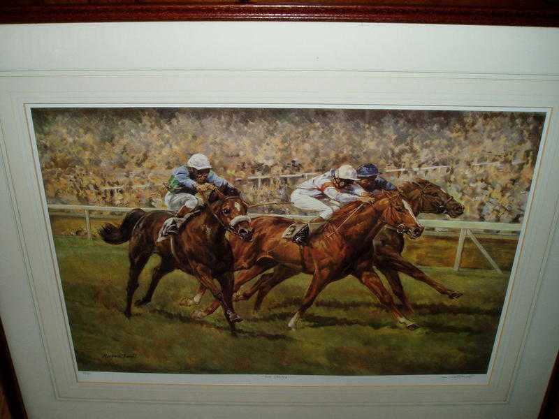 MARGARET BARRETT SIGNED  LIMITED EDITION HORSE RACING PRINT