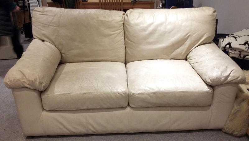 Marks amp Spencer Milan cream leather 2 Seater Sofa and Chair