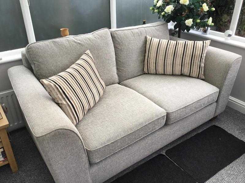 MARKS AND SPENCER 2 SEATER SOFA 6FT LONG  2 YEARS OLD. AS NEW  LIGHT GREY FABRIC