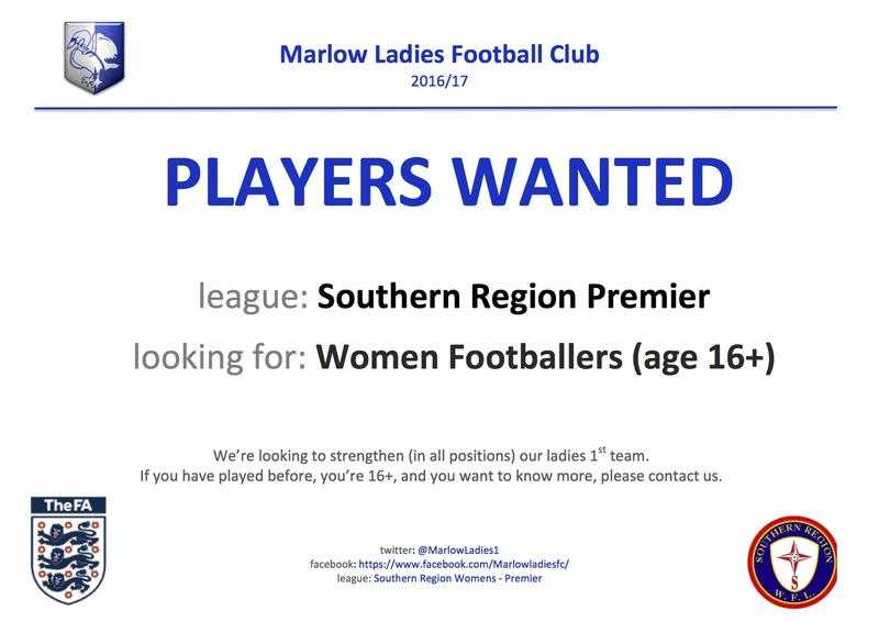 Marlow Ladies FC - Players Wanted