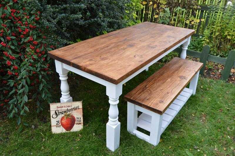 Massive Farmhouse kitchen Dining Table - from Thick Solid Pine