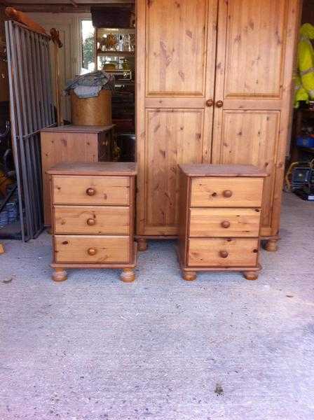 Matching Pine Bedroom Furniture, Double Bed, Wardrobe, Dressing Table, Stool and bedside tables