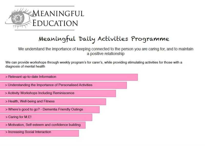 MEANINGFUL DAILY ACTIVITIES CARERS PROGRAMME