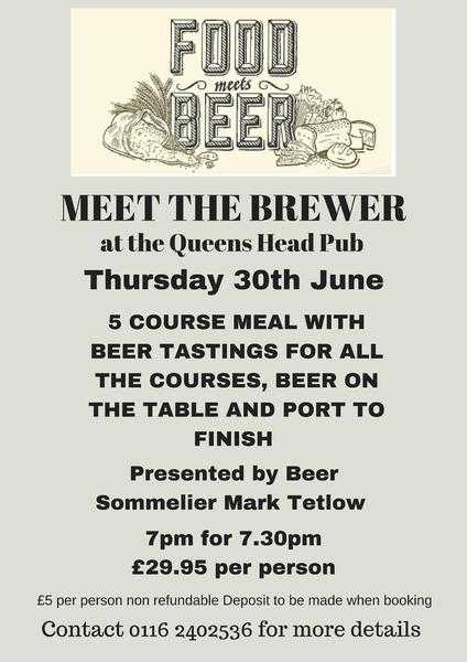 Meet the Brewer Night at The Queens Head Pub Saddington