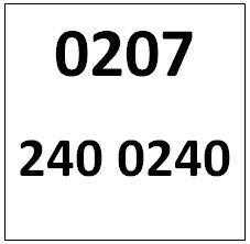 Memorable Telephone Number - Covent Garden 0207 240 0 240