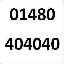 Memorable Telephone Number - Huntingdon 01480404040