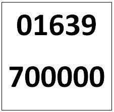 Memorable Telephone Number - Neath 01639700000