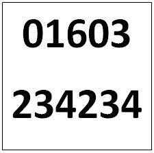 Memorable Telephone Number - Norwich 01603234234