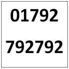 Memorable Telephone Number - Swansea 01792792792