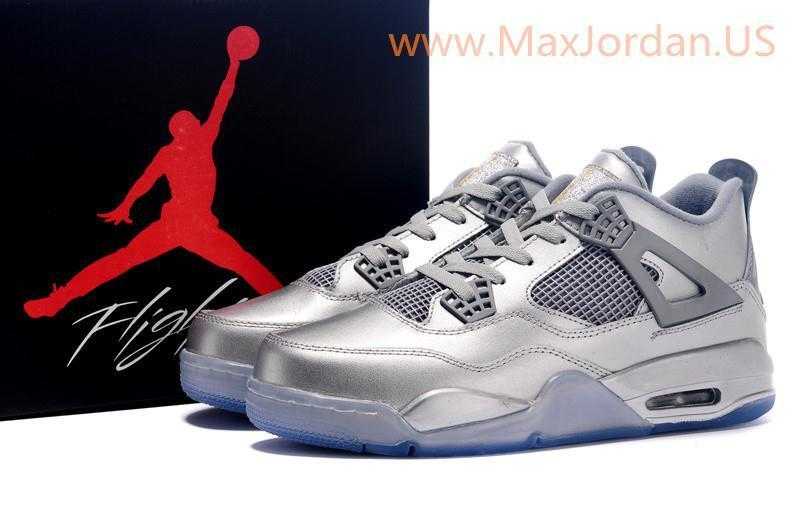 men nike air jordan 4 silver sneaker