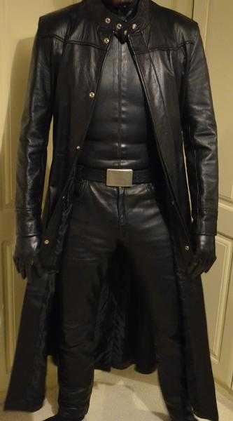 Men039s 039Matrix039 style  Black Leather Coat