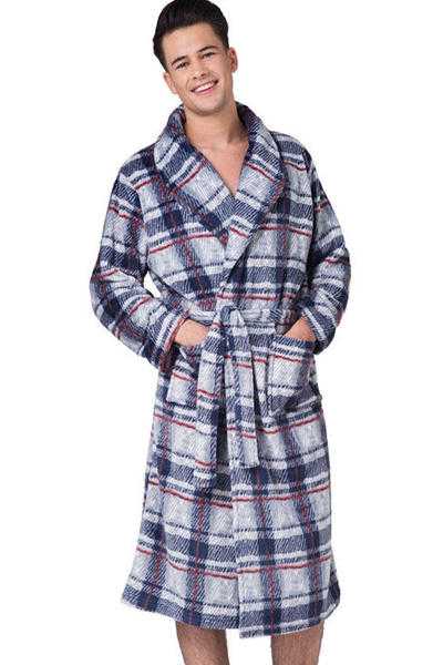 Men039S Check Fleece Robe