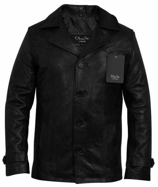 Men039s Heist Black Leather Jacket - Charlie LONDON