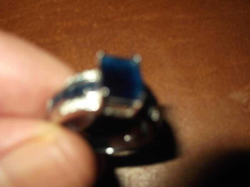 Mens blue cubic zircon ring