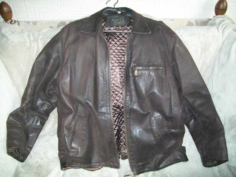 MENS BROWN LEATHER JACKET MEDIUM