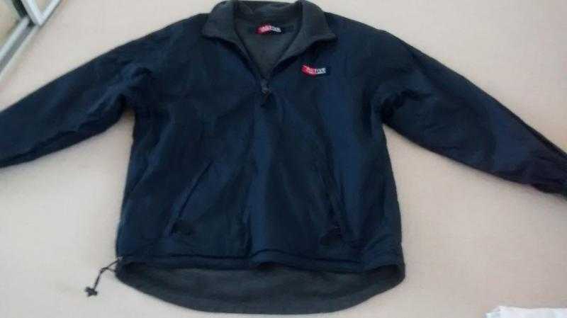 Mens double- layer black activewear jacket- approx 44quot chest width.