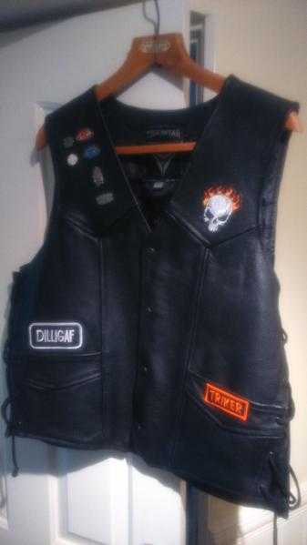 Mens leather biker waistcoat