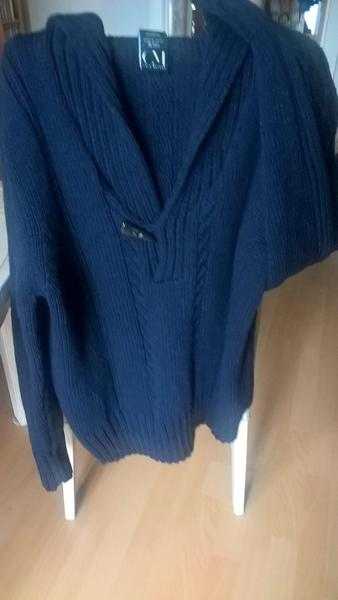 Mens Navy Blue Cable Knit Jumper