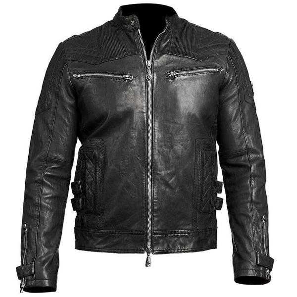 Mens Vintage Motorcycle Black Leather Jacket
