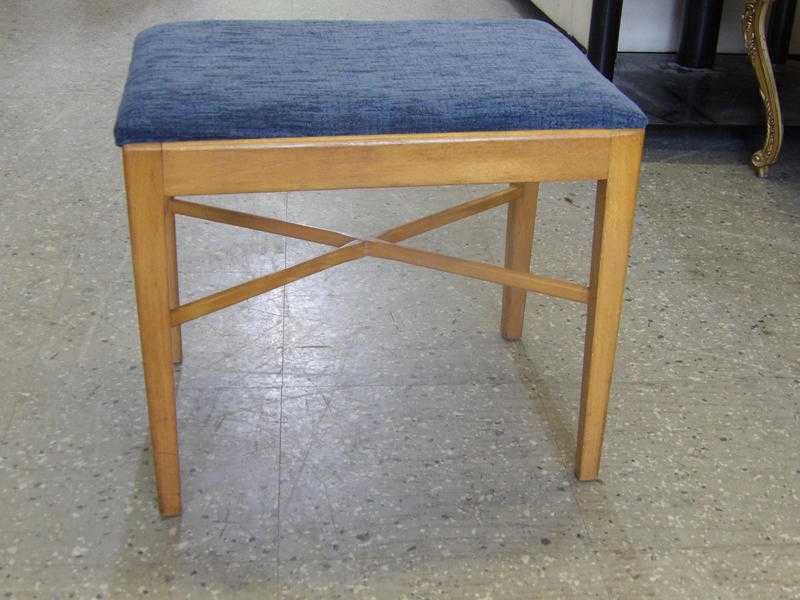 Meredew Dressing Table Stool Recovered In A Blue Fabric