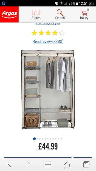 Metal and polycotton double wardrobe