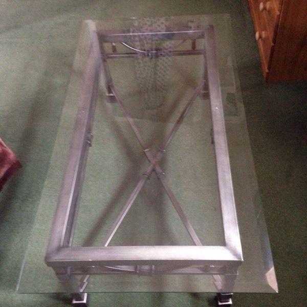 Metal Coffee Table with Glass Top for Sale