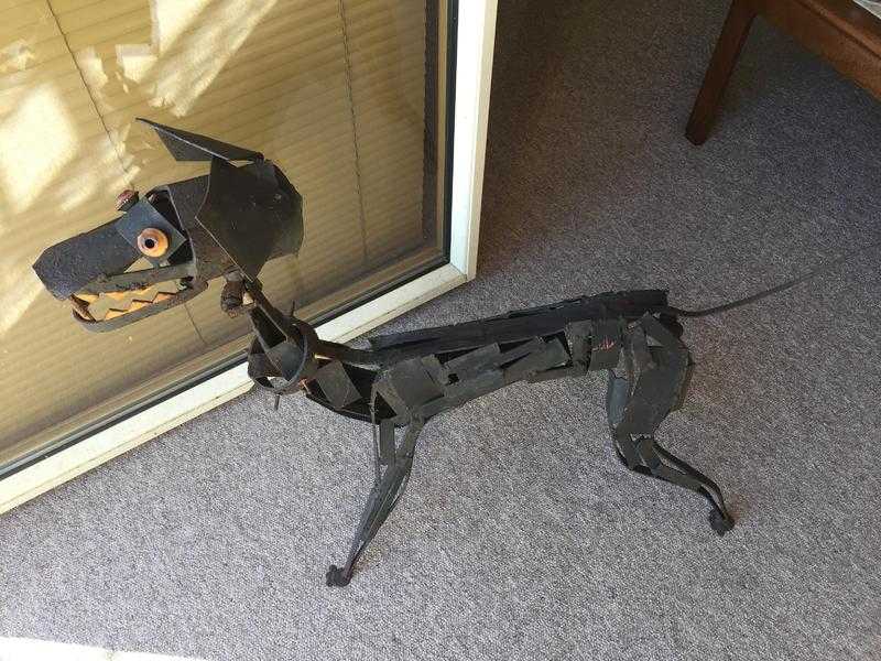 Metalwork dog sculpture