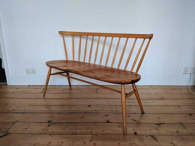 Mid Century Ercol Windsor Loveseat 039349039 in Elm amp Beech (restored vintage love seat)