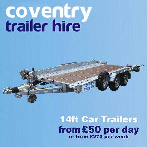 MIDLANDS Car Trailer Rental from COVENTRY TRAILER HIRE - Birmingham, Leicester, Leamington, Rugby