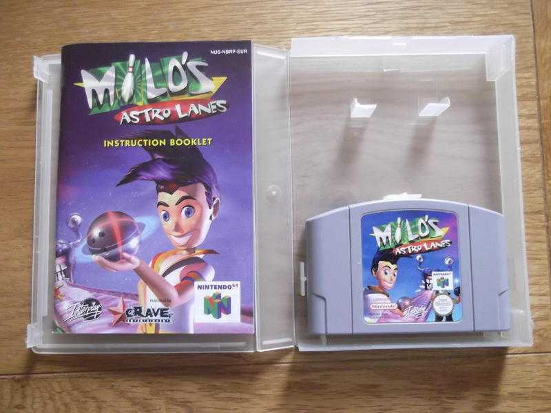 Milo039s Astro Lanes - Nintendo 64 intergalactic bowling game with instructions amp storage display box