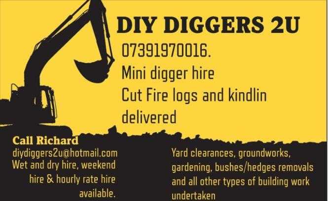 Mini digger hire, garden services bradford