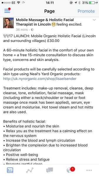 Mobile Facial Therapist (Lincoln and surrounding villages)