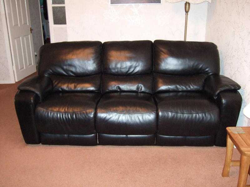 Modern , black, top quality all leather 3 piece suite