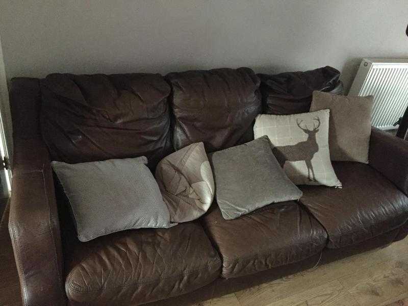 Modern Brown Leather Sofas (2 seater and 3 seater)