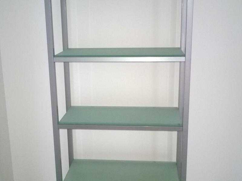 Modern Ground Glass and Metal Bookshelf