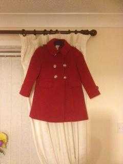 Monsoon Red Military Girls Coat - 5-6 years - 10.00