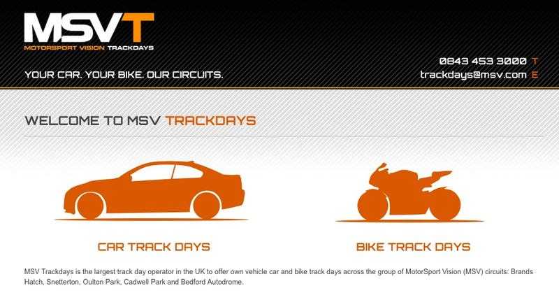 MotorSport Vision MSVT track day vouchers value 275