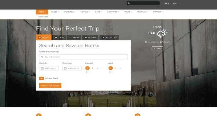 Multipurpose Booking Template, Travel Website Templates