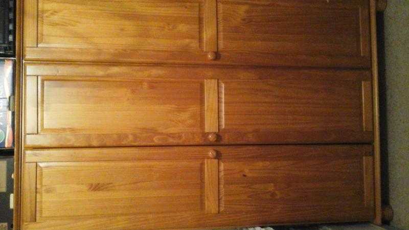 MUST GO- 3 Door Pine Wood Wardrobe