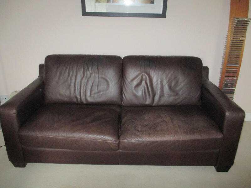 NATUZZI BROWN LEATHER SOFA