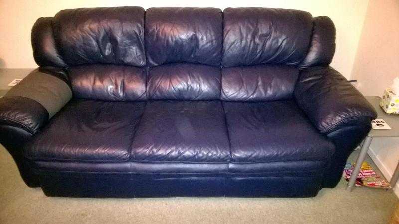 navy blue leather sofa