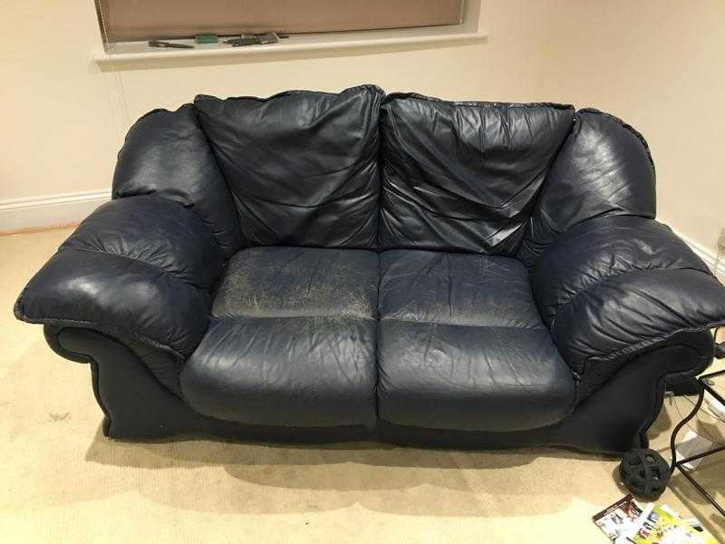 Navy leather sofa