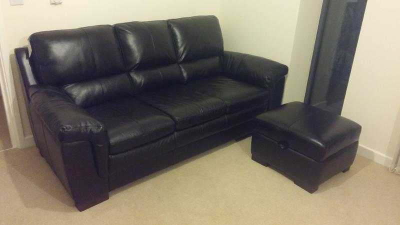 Nearly New DFS Sofa amp Footstool - Genuine Leather