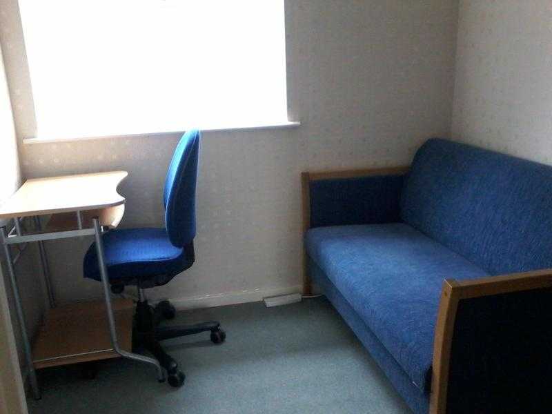 Neat blue corduroy sofa-bed