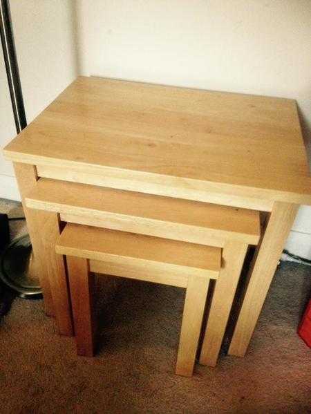 Nest of 3 oak effect tables