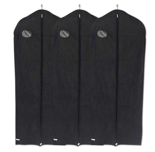 NEW 3 Pack Black Garment Bags Suit Carriers Garment Bag 152cm with Inner Pocket