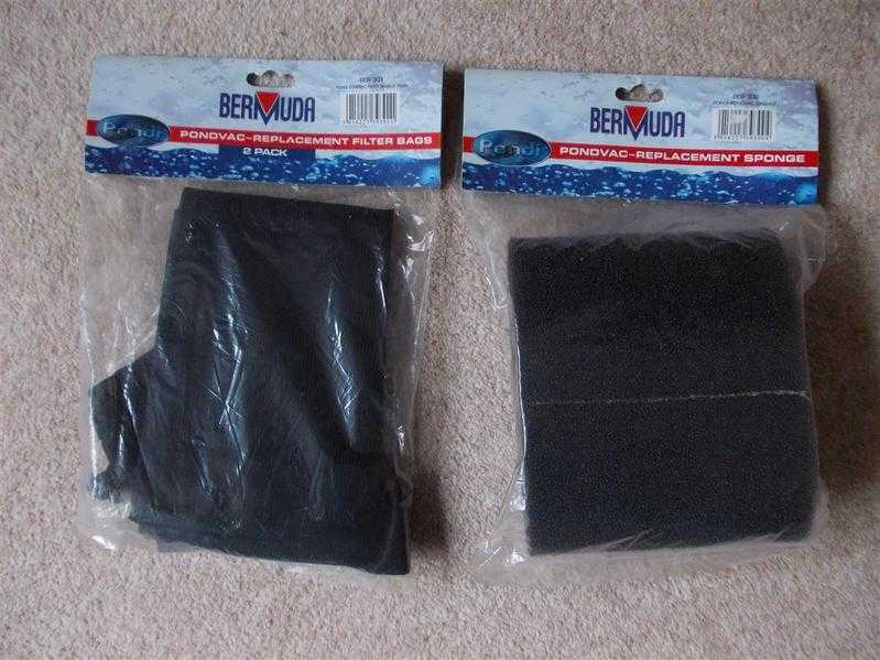 New amp unopened Pondi Bermuda Pond Vacuum replacement filter bags 2 pack (BER301) amp Sponge (BER300)