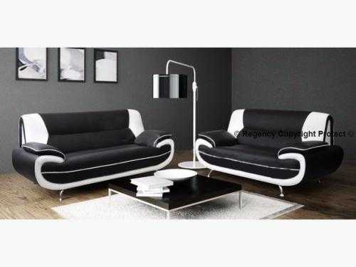 New Carmella Faux Leather 32 Seaters Sofa Suite In Black  Pearl White Free Delivery