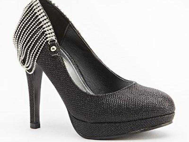 NEW Embellished Beaded Back Court Shoes BLACK - Size 3